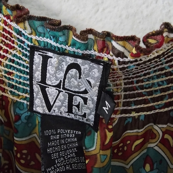 Love Tease Blouse Womens Sz M Multicolor Off Sholder Lightweight Coastal… - Picture 4 of 7